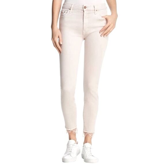 MOTHER White High Wasted Looker Dagger Ankle Fray jeans Size 25 - Picture 1 of 11